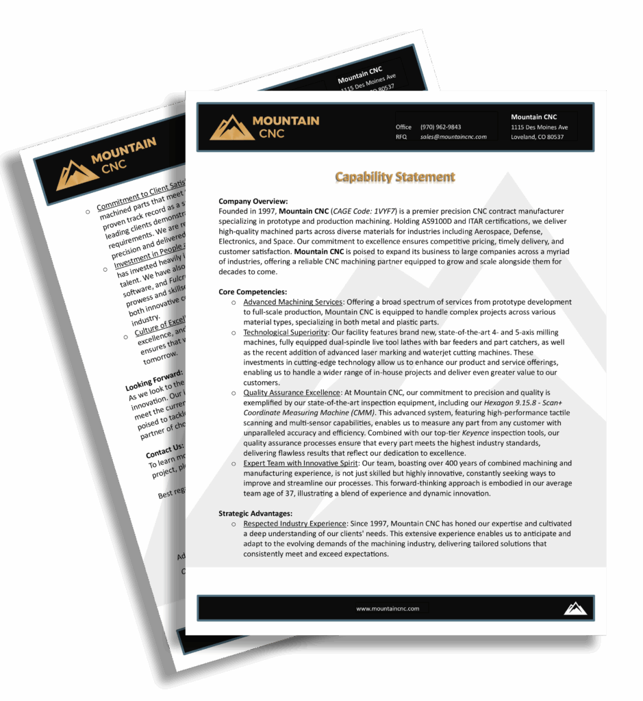 Mountain CNC capability statement